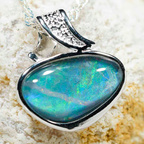 *EVERMORE STERLING SILVER AUSTRALIAN OPAL NECKLACE